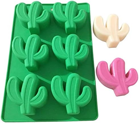 قالب سيليكون للصبار، نباتات ، 6 قطع الشوكولاتة، الشمع، الجيلاتين، الصابون