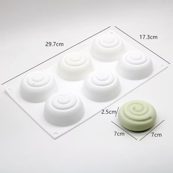 قالب سيليكون دائري حلزوني شكل خيط دائري بقطر 2.8 بوصة / 6 قطع / قالب صابون سيليكون دائري قالب شمعة دائري