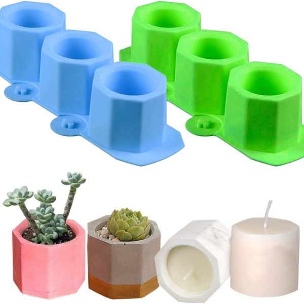 قوالب سيليكون كونكريت  ووعاء الزهور ومزهرية لزراعة النباتات بنفسك للشموع والنباتات  (بوت سداسى)