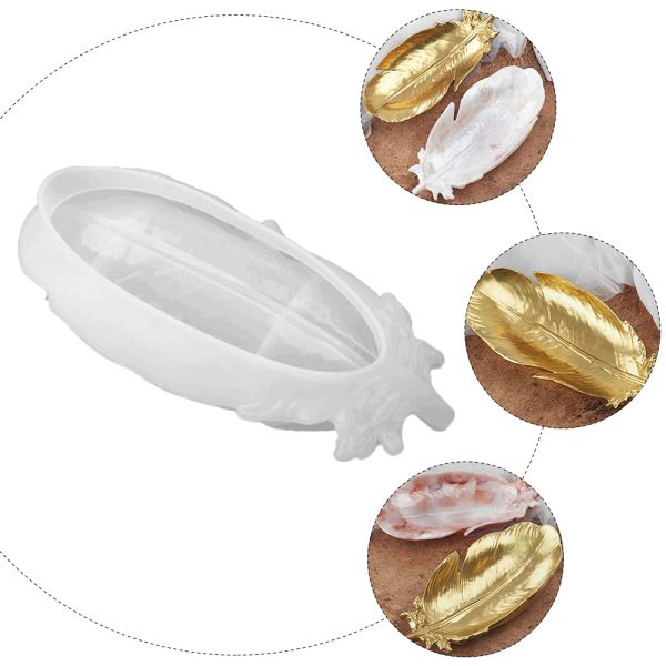 قالب سيليكون على شكل طبق زينة على شكل ريشة  مموج خرسانية I حامل مجوهرات/منظم طاولة/طبق شموع I ديكور منزلي I صينية متعددة الأغراض