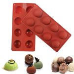 قالب هاف بول سيليكون الجديد بـ8 قطع نصف كروي ثلاثي الابعاد لصنع الكيك والكب كيك والشوكولاتة