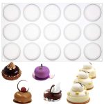 قالب سيليكون موس كيك مدور مجسم 15 قطعة، ، فرنسية والشوكولاتة والجيلي والآيس كريم