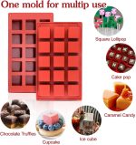 قالب كيك بوب مربع من السيليكون و15 قالب مصاصات تجويف لحلوى الشوكولاتة، صانع كيك بوبس لخبز المعجنات