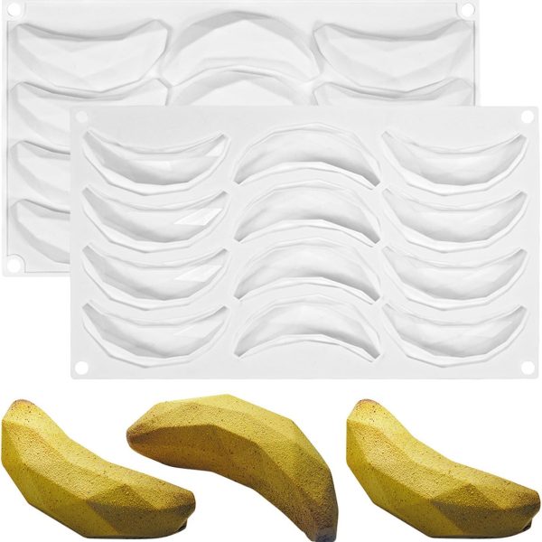 قالب سيليكون موس كيك على شكل موز، ثلاثية الابعاد، للشوكولاتة والمافن غير لاصق للخبز والصابون والجيلي