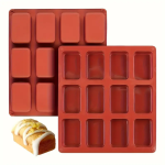 قوالب خبز صغيرة من السيليكون من 12 تجويفًا، قالب خبز براوني صغير، قالب براوني من السيليكون مع فواصل لخبز براوني صغير، خبز الذرة، كعكة الجبن والشوكولاتة