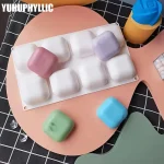قالب صابون سيليكون بحافة مستديرة مربعة مكون من 8 تجاويف، قالب صابون تجميل