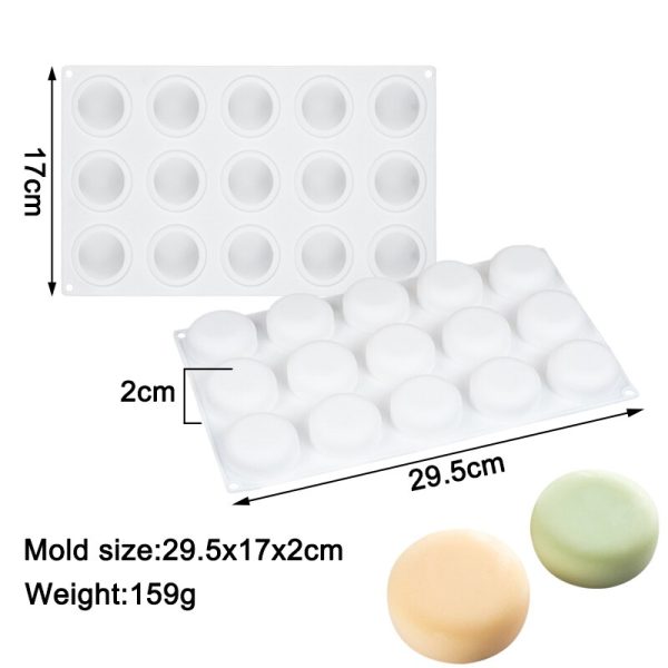 قالب سيليكون صابون مدور مجسم 15 قطعة عينات صابون فنادق