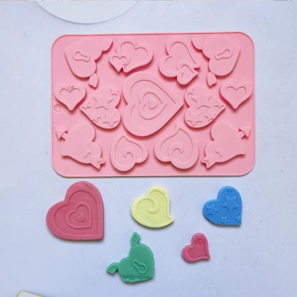 قالب سيليكون على شكل قلوب مسطحة اشكال عيد الحب ، قوالب للكب كيك، ، قوالب خبز