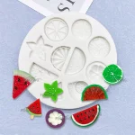 قوالب سيليكون صغيرة للفاكهة المجففة والبطيخ والموز والفراولة والليمون واليوسفي والكيوي شريحة الشكل لتزيين الكيك والبسكويت والبسكويت والسكر...