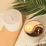 قالب سيليكون كونكريت قلب نصين حامل شموع ،