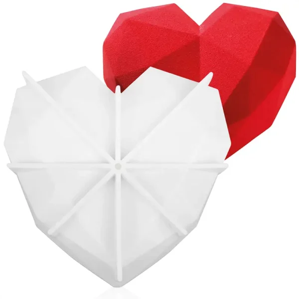 قالب سيليكون قلب دايموند كبير مضلع ترند عيد الحب بالشوكلاته هدايا