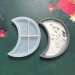 قطعة قالب صينية على شكل هلال من الراتينج الإيبوكسي، حامل عرض على شكل هلال من السيليكون، منظم مجوهرات، حامل حليات، ديكور رمضان