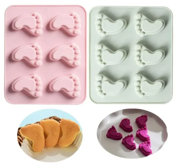 قالب بصمة قدم الطفل قالب سيليكون فوندان لحفل استقبال الطفل تزيين كعكة عيد الميلاد حلوى الشوكولاتة تزيين الكب كيك