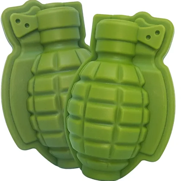 مجموعة قوالب السيليكون ثلاثية الأبعاد على شكل قنبلة يدوية مكونة من قطعتين، مكعب ثلج كبير، قوالب سيليكون لقنابل الدهون، مثالية للخبز