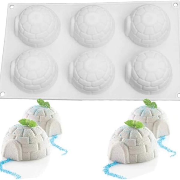 قالب سيليكون موس كيك بيت الثلج من 6 قطع، شوكولاتة، آيس كريم،