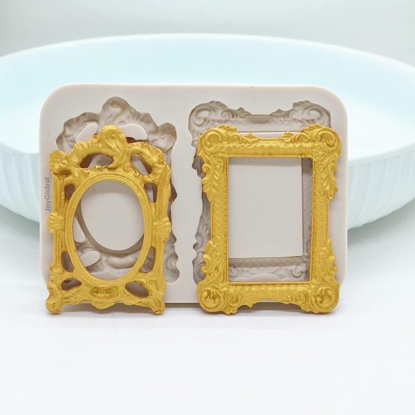 قالب سيليكون اطار شكل بيضاوى ومستطيل برواز عجينة السكر وتزين كيك