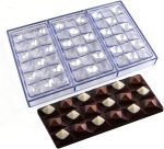 قالب شوكولاتة من البولي كربونات على شكل بار شوكولاتة MOULIN قالب حلوى بونبون 3 تجويف 154 * 77 * ارتفاع 9 مم