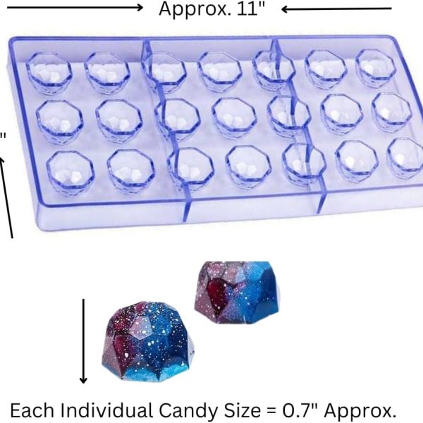 قالب شوكولاتة من البولي كربونات شكل جوهره شوكولاتة بفاصلة 21 فتحة