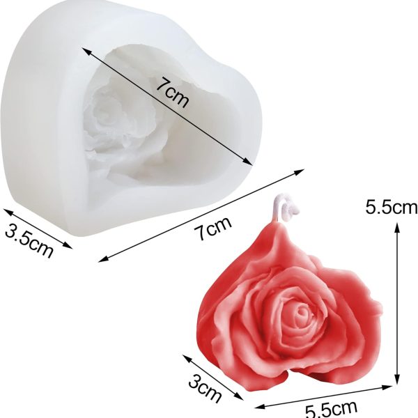 قالب شموع على شكل  وردة، قوالب سيليكون لصنع الشموع، قوالب صابون العلاج بالروائح العطرية المصنوعة يدويًا من شمع العسل، قوالب خبز الشوكولاتة لأعياد الميلاد وعيد الحب وحفلات الزفاف، هدايا مصنوعة يدويًا