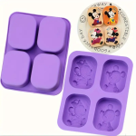 قالب صابون سيليكون باربع فتحات باشكال ميكي وميني ماوس متنوعة من ديزني