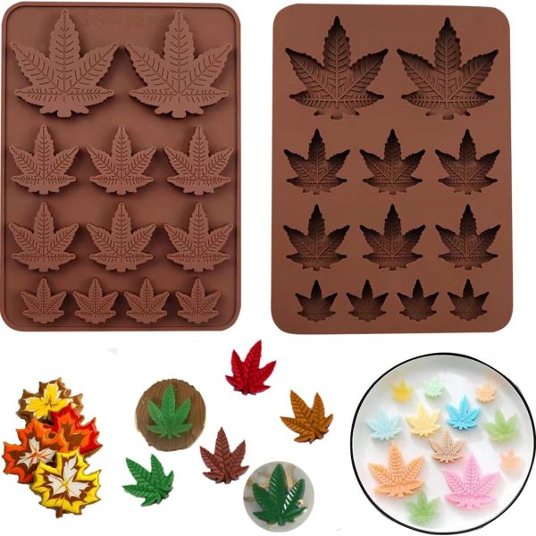 قالب سيليكون على شكل ورق 12 تجويفًا، قالب شوكولاتة على شكل ورقة القيقب غير اللاصق، رائع لصنع علكة على شكل ورقة، شوكولاتة، صابون، حلوى، الشموع