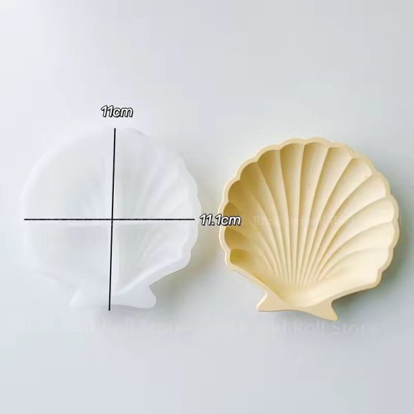 قالب سيليكون كونكريت شكل الصدفة شموع حامل مجوهرات