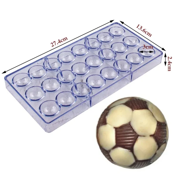 قالب كرة قدم شوكولاتة من البولي كربونات (وزن الشوكولاتة حوالي 8 جرام)