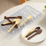 قالب شوكولاتة من الاكريليك بولي كربونات شكل (شكل وردة) ملاعق، مناسب للتجميد، قالب كراميل من البولي كربونات الشفاف، سهل التحرير، متدرج