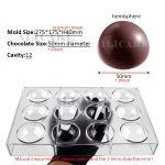 قالب شوكولاتة من البولي كربونات شكل هاف بول شوكولاتة بفاصلة 12 فتحة