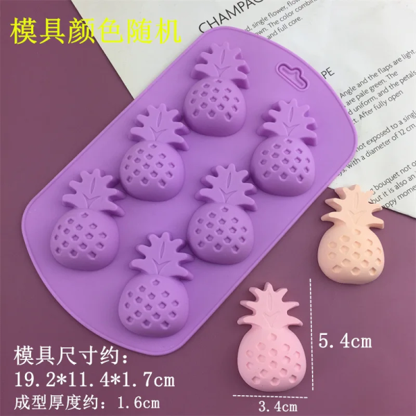 قالب سيليكون ثلاثي الأبعاد على شكل فواكه مكون من 6 تجاويف لصنع موس الشوكولاتة والصابون والحلوى