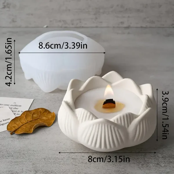 قالب سيليكون كونكريت حامل شموع الشاي،  شكل لوتس، حامل عصي زجاجي، حامل شموع ،