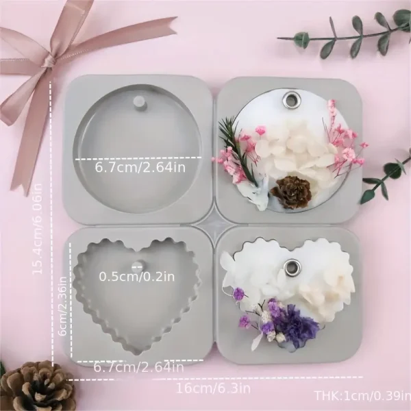 قالب شمع صابون على شكل قلب دائري مكون من 4 تجاويف