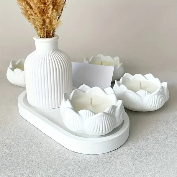 قوالب سيليكون مكونة من 3 قطع - الفاز الترند ومبخرة اللوتس وكوستر 18 سم