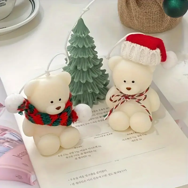 قالب شمعة سيليكون ثلاثي الأبعاد لطيف على شكل دب كرتوني من TOPYS، مقاسين  قالب خبز مكعبات ثلج من الراتينج والجبس، ديكور غرفة النوم، هدايا حفلات أعياد الميلاد، هدايا تذكارية للزفاف (1.8 بوصة)