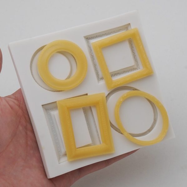 قالب إطار من السيليكون مكون من 4 تجاويف، قالب شوكولاتة، قالب تزيين الكيك، أداة خبز من الراتينج