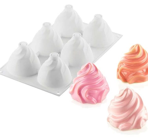 قالب سيليكون بوله الآيس كريم الحلزونية ذات 6 قطع للموس كيك حفلات الصيف شبلونه موس كيك
