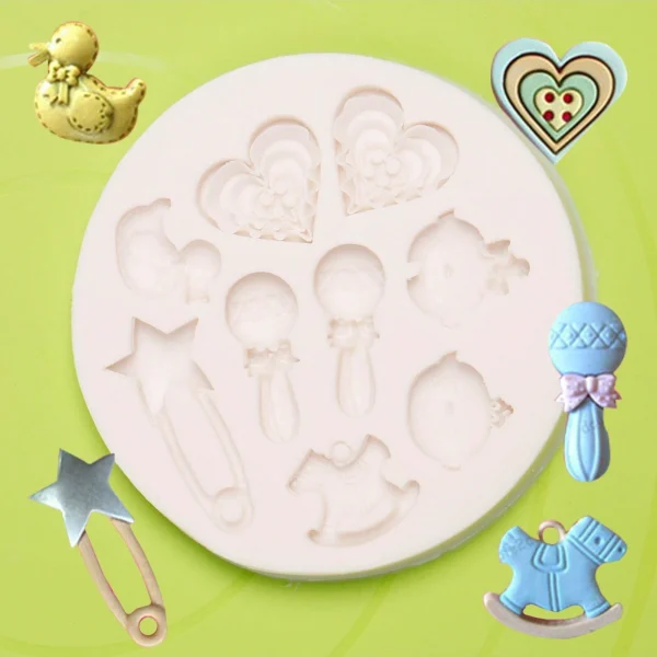 قالب سيليكون للاطفال، قوالب لحفلات استقبال المولود الجديد لتزيين الكيك وعجينة السكر والكب كيك والحلوى والشوكولاتة توزيعات السبوع