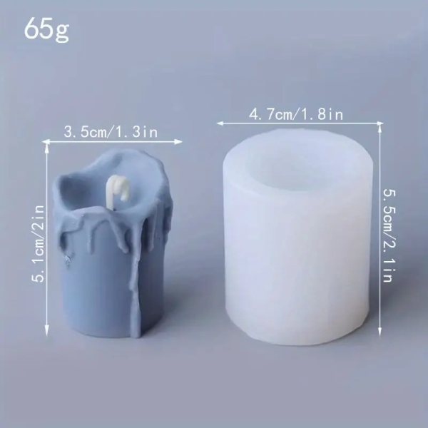 قالب شمعة سيليكون بتصميم شمعة قابلة للذوبان من Kaur - أداة قالب شمعة سيليكون ناعمة قابلة لإعادة الاستخدام - اللون أبيض