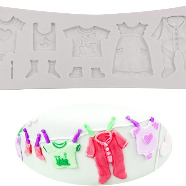 قالب سيليكون لملابس الأطفال لحفلات استقبال المولود، قوالب تزيين الكب كيك، قوالب تزيين الكب كيك، حلوى الشوكولاتة، السكر، عجينة توزيعات السبوع