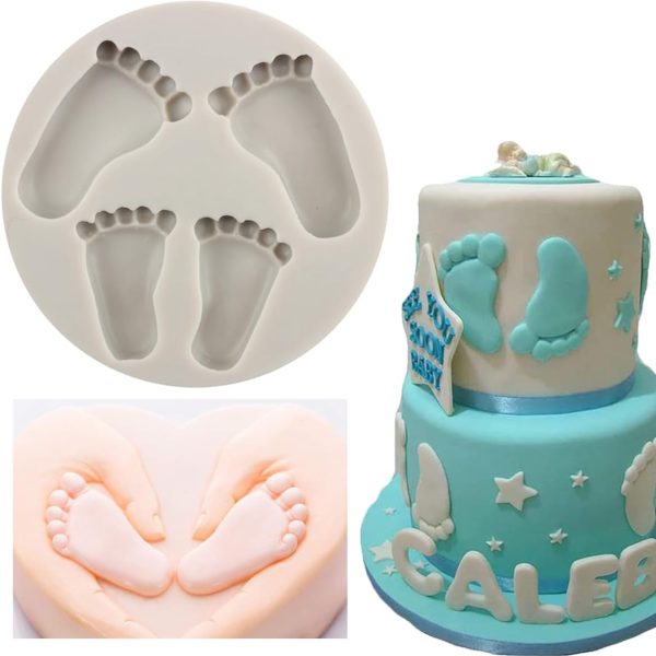 قالب سيليكون ثلاثي الابعاد على شكل قدم طفل  لتزيين الكيك والكب كيك والحلوى والشوكولاتة توزيعات السبوع