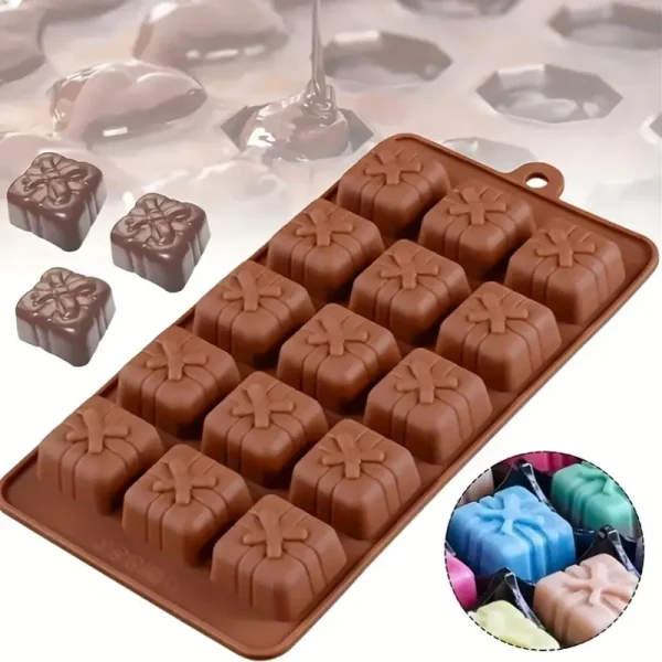 قالب شوكولاتة ثلاثي الأبعاد على شكل فيونكة من قطعة واحدة، قالب ثلج، أداة خبز سيليكون، قالب بودنغ، هدية عيد ميلاد، قالب كيك، قالب شوكولاتة لعيد الميلاد وعيد الحب، مكعب ثلج، بسكويت، آيس كريم، حلوى