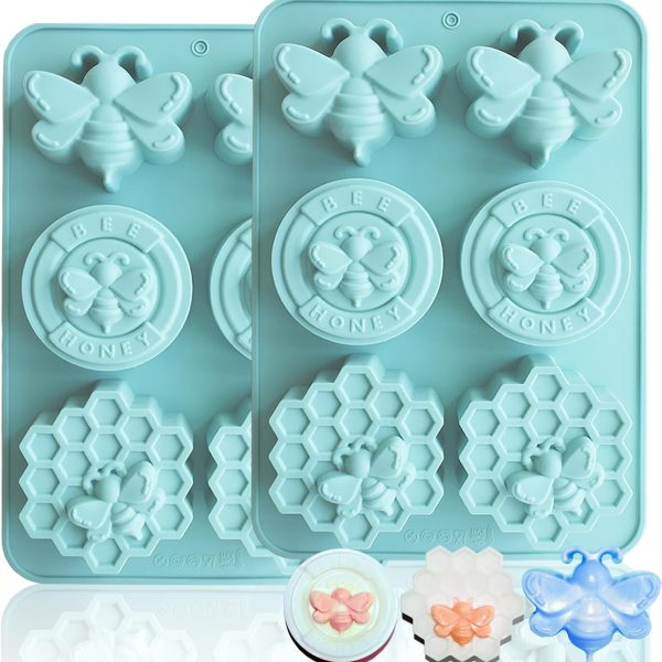 قالب صابون النحل، 6قطع سيليكون لصنع الصابون، رائع للصابون المصنوع يدويًا، وقضبان المستحضر، والشمع المذاب، والحرف اليدوية، والشوكولاتة، والجيلي، وما إلى ذلك.