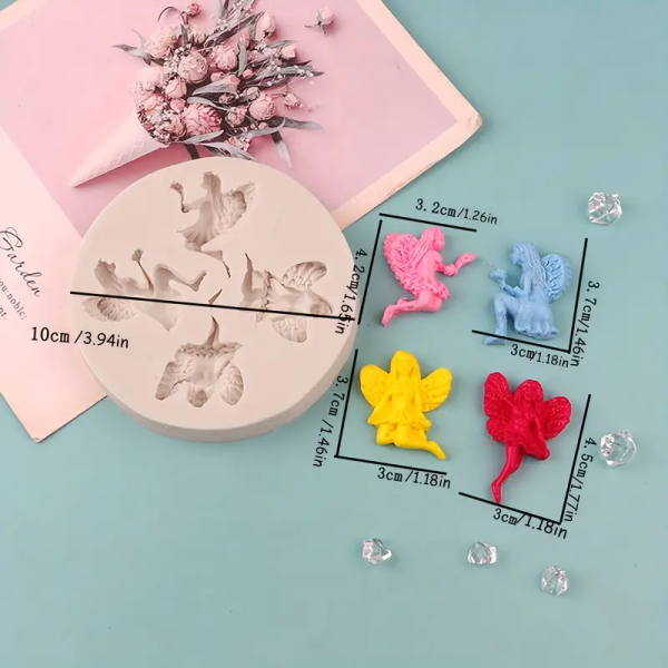 قالب سيليكون ملاك الجنية قالب سيليكون ملاك ثلاثي الأبعاد قالب كعكة فوندان قالب سيليكون قوالب صب ملاك صابون ملاك للفوندان صابون طين شوكولاتة فادج تزيين الكعك شمعة معطرة قالب جبس