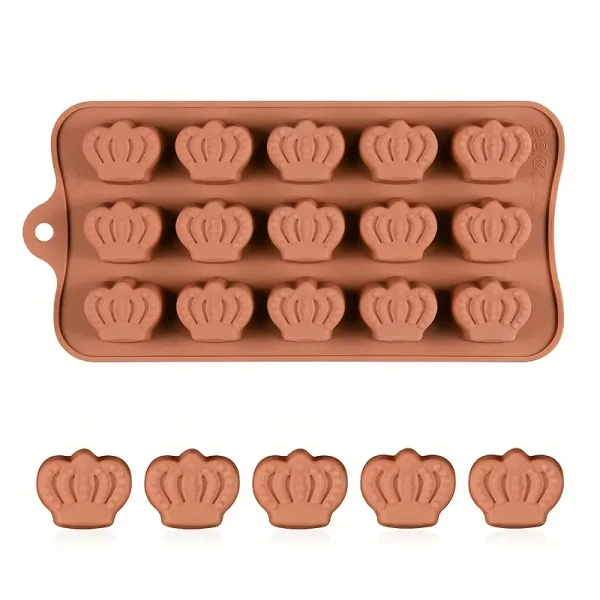 قالب شوكولاتة من السيليكون على شكل تاج - قالب خبز غير لاصق وآمن على الطعام لصنع الكوكيز والبسكويت والشوكولاتة بنفسك - مثالي لعيد الميلاد وعيد الشكر وعيد الحب