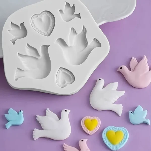 قالب سيليكون لحفلات الزفاف على شكل حمامة السلام والحب، قالب حلوى ناعم، أداة لتزيين الكيك، قالب شوكولاتة، حرفة سكر، أداة مطبخ