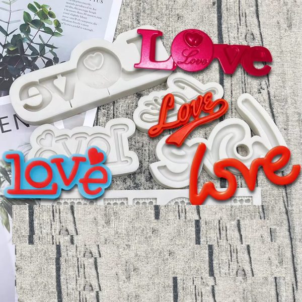 قوالب سيليكون كلمه لاف love تزين كيك وكب كيك