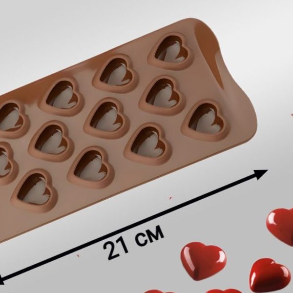 قالب شوكولاته ثلاثي الأبعاد من سيليكومارت، 15 تجويفًا شكل قلب