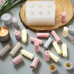 قالب سيليكون شمع صغير أسطوانية الشكل من 6 شمعات، مصنوعة يدويًا من السيليكون، غير منتظمة الشكل، مناسبة لأعياد الميلاد