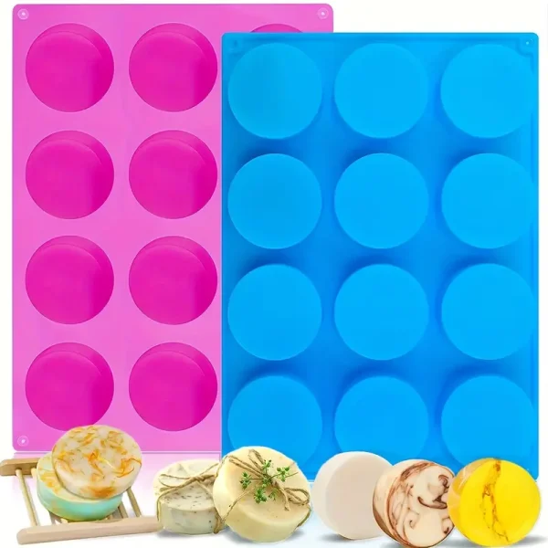 قالب سيليكون من 12 قطعة ، أسطوانة دائرية  الصابون الصغير،