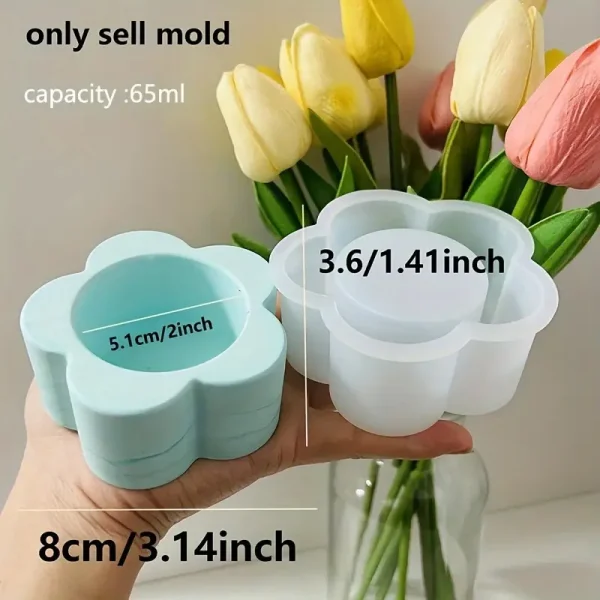 قالب سيليكون لحامل شمعة على شكل زهرة البرقوق، أدوات راتنجية لاصقة ومرآة، صناعة يدوية لشمعة حامل الشموع